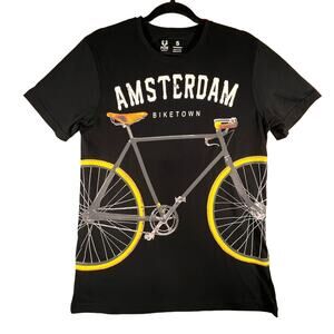 NWT Fox Originals, Black, Amsterdam Biketown Crewneck T-Shirt, Size Small